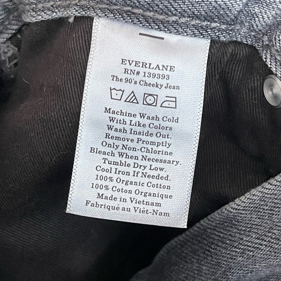 Everlane The '90s Cheeky High-Rise Button-Fly Cropped Denim Jeans Acid Grey 25 - Picture 14 of 15